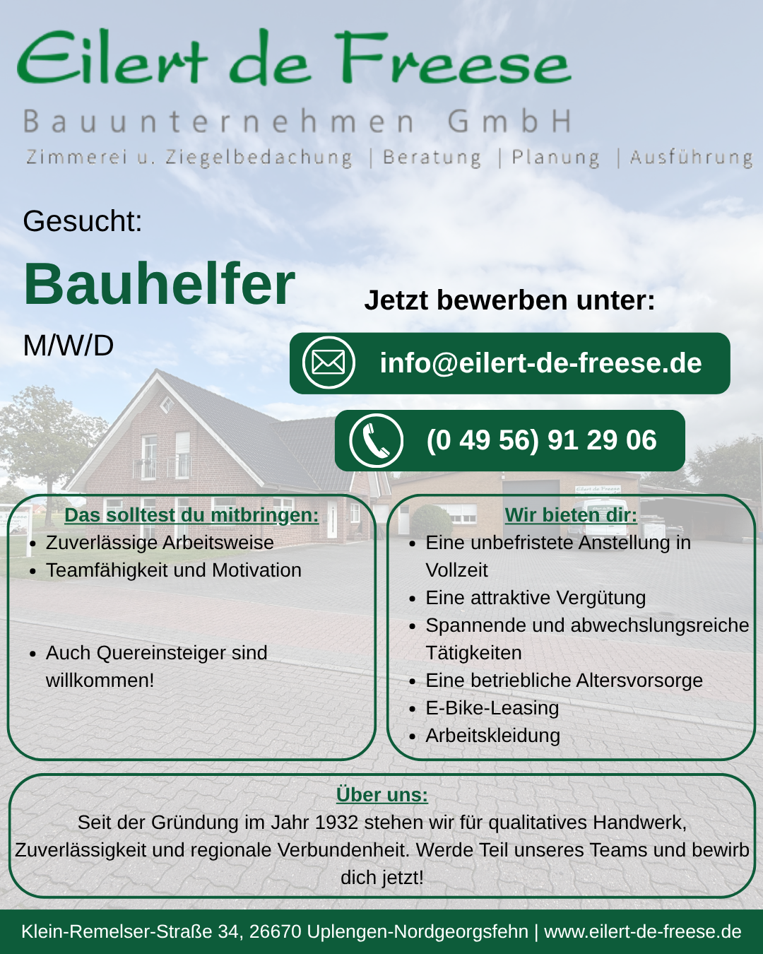 Stellenanzeige Bauhelfer