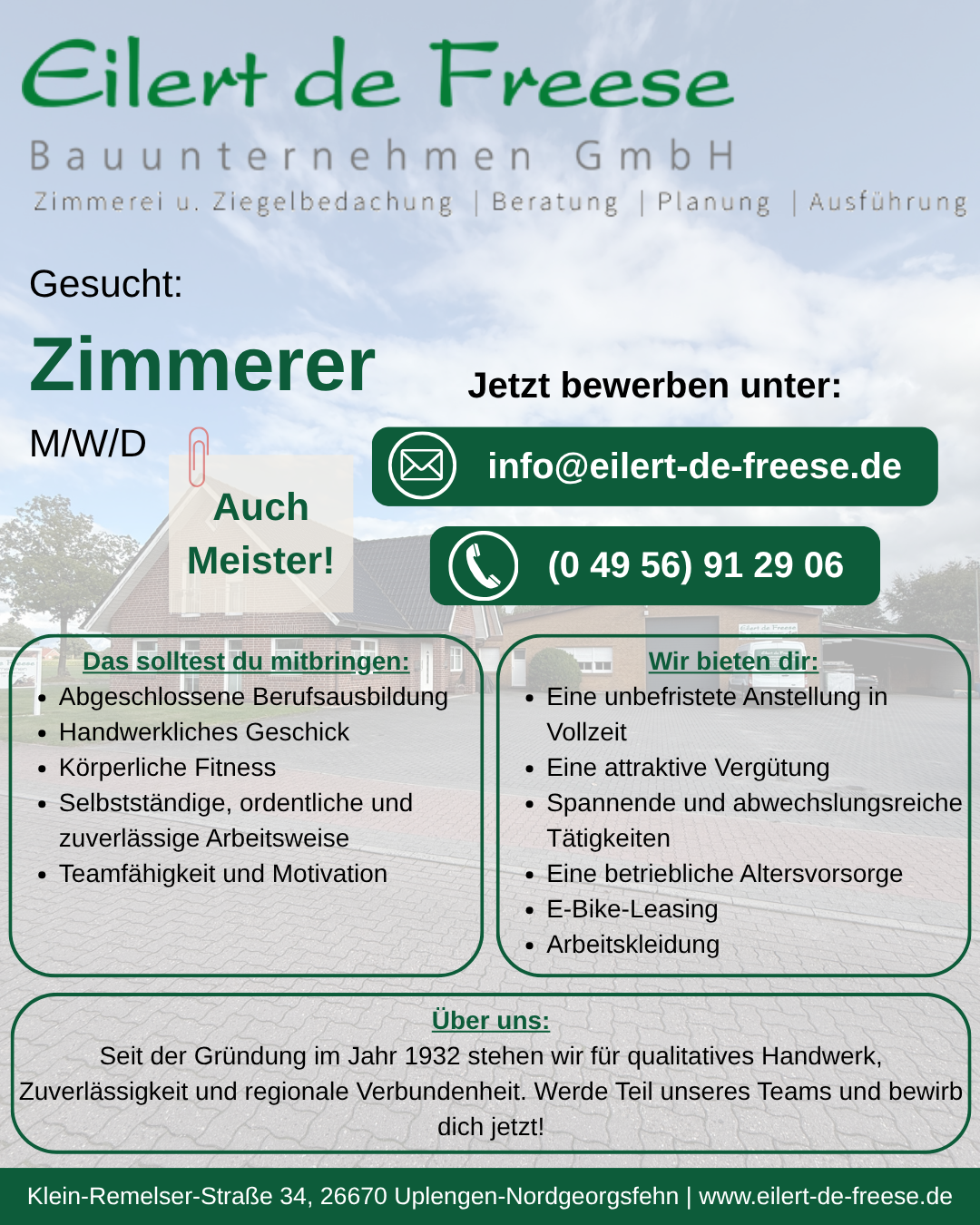 Stellenanzeige Zimmerer